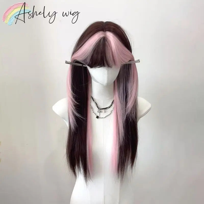 Ombre Pink Brown Wig