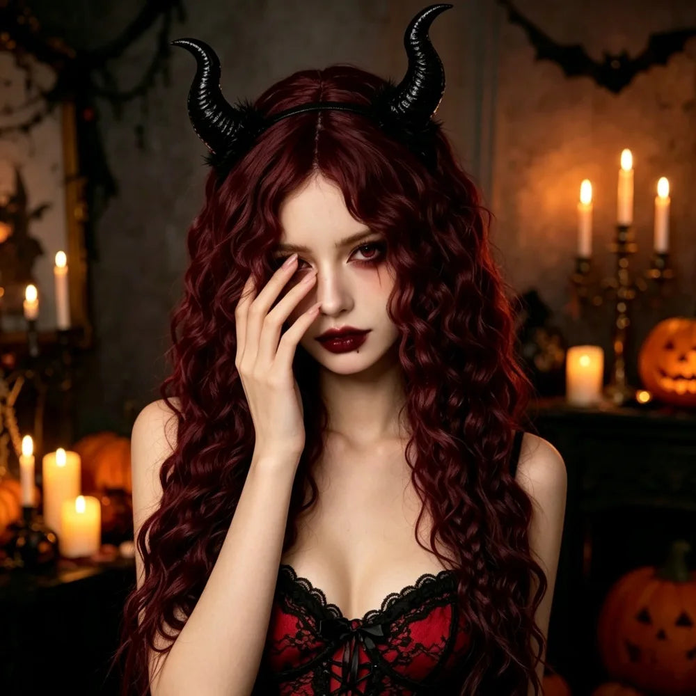Burgundy Long Curly