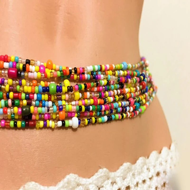 Women Layered Beaded Belly Chain