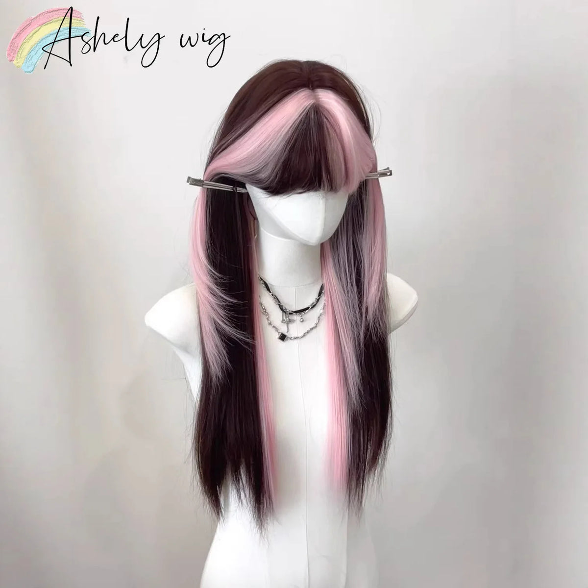 Ombre Pink Brown Wig